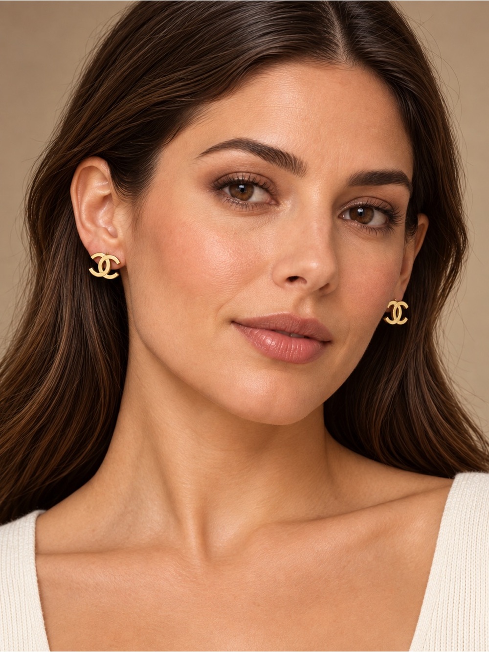 CHANEL Gold CC Logo Stud Earrings